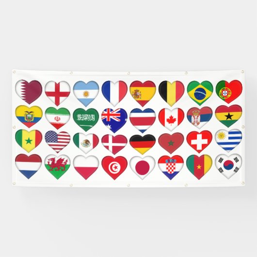 カタール大会32カントリーフラグハート 横断幕 (横)