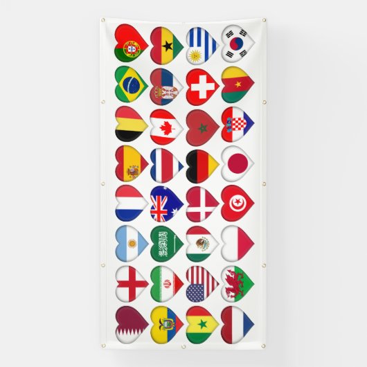 カタール大会32カントリーフラグハート 横断幕 (縦)