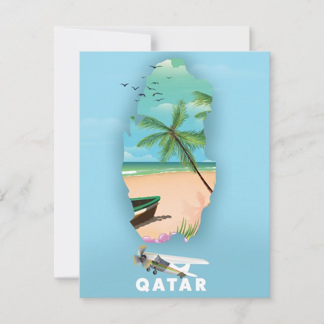 カタール旅行イラストポスター印刷 (正面)