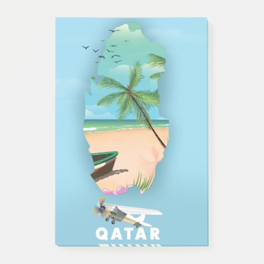 カタール イラスト 旅行ポスター 印刷 ポストイット (正面)