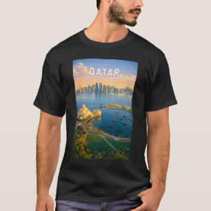 カタール イラスト 旅行 アート ヴィンテージ Tシャツ