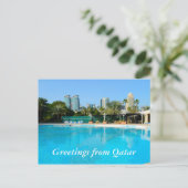 カタール、ドーハプール、スカイラインハガキ ポストカード (スタンド正面)