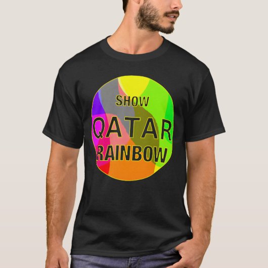 カタール 虹 レトロ を表示 Tシャツ (正面)