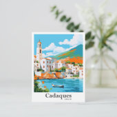 カダケススペインヴィンテージトラベルポートレート ポストカード (スタンド正面)