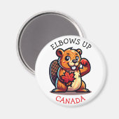 カダビッグのカエデの葉と肘を持つビーバー マグネット (正面/裏面)