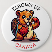 カダビッグのカエデの葉と肘を持つビーバー 缶バッジ (正面)