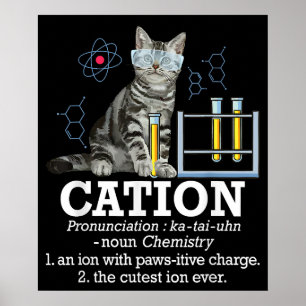 カチオンおもしろい化学ユーモア科学先生キャットパン ポスター