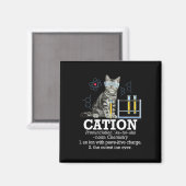 カチオンおもしろい – 化学ユーモア科学先生猫 マグネット (正面/裏面)