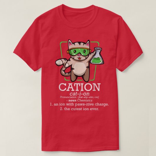 カチオンかわいいサイエンスキャット保護要素化学 Tシャツ (デザイン正面)