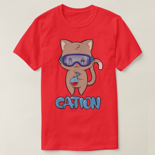 カチオンかわいいサイエンスキャット保護要素化学 Tシャツ (デザイン正面)