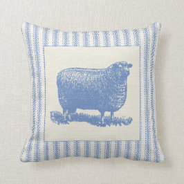 カチカチ音をたてることを用いる青および白いヒツジ クッション