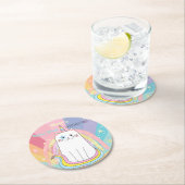 カチコーンキャットミョー教誕生日キッド ラウンドペーパーコースター (インサイチュ)