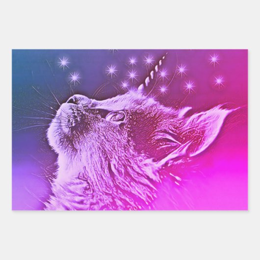 カチコーン魔法のユニコーン猫カスタマイズ ラッピングペーパーシート (正面)
