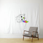 カチコーンTシャツユニコーンキャットシャツレインボーガールズボー タペストリー (インサイチュ(横))