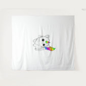 カチコーンTシャツユニコーンキャットシャツレインボーガールズボー タペストリー (正面(横))