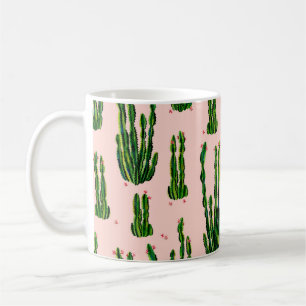 カチシームレス模様水彩。サボテンの花 コーヒーマグカップ