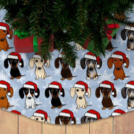 カチュシャントのサンタのかわいいクリスマスのウィナードッグの休日 ブラッシュドポリエステルツリースカート