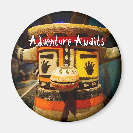 カチーナドール顔フォトアドベンチャー可愛はっきりしたい マグネット (正面)