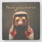 カチーナドール顔写真愛もっとスクリプト可愛い ストーンコースター (正面)