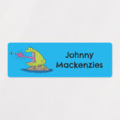 カッおもしろいガエルとフライパーソナライズされた ラベル (デザイン2)