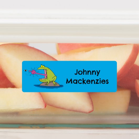 カッおもしろいガエルとフライパーソナライズされた ラベル (貼付)