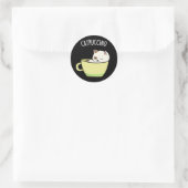 カッおもしろいプチーノキティ猫カッププンダークBG ラウンドシール (バッグ)