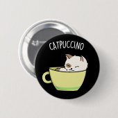カッおもしろいプチーノキティ猫カッププンダークBG 缶バッジ (正面&裏面)