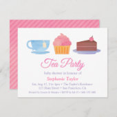 カッエレガントプケーキティーパーティーベビーシャワー招待状 招待状 (正面/裏面)