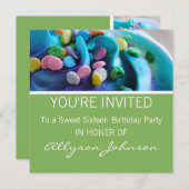 カッカラフルプケーキ誕生日招待状 招待状 (正面/裏面)