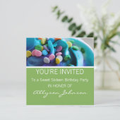 カッカラフルプケーキ誕生日招待状 招待状 (スタンド正面)