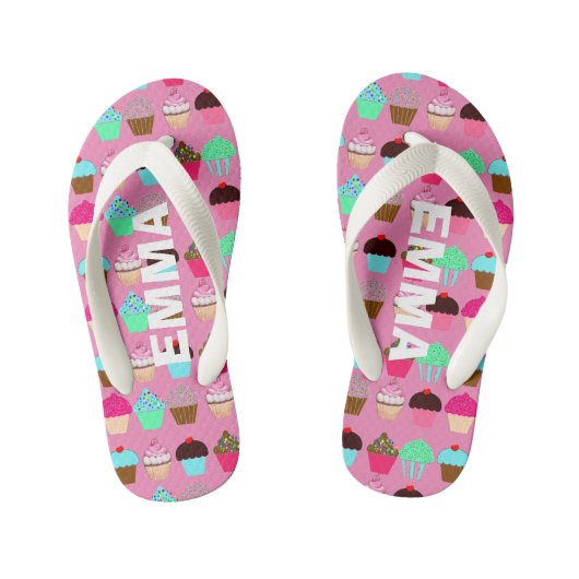 カッカラフルプケーキ-カスタマイズ可能な色 キッズビーチサンダル (フットベッド)