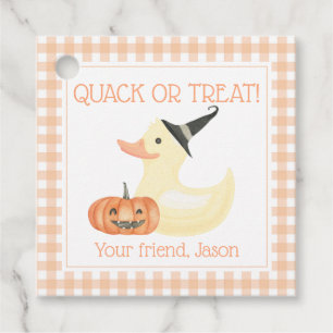 カックまたはアヒルかわいいオレンジのハロウィンキッズ フェイバータグ