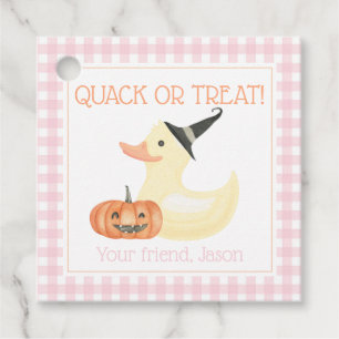 カックまたはアヒルかわいいピンクのハロウィンキッズ フェイバータグ