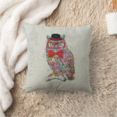 カッコいいおもしろいトレンディーカラフル水色フクロウ クッション (ブランケット)