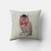 カッコいいおもしろいトレンディーカラフル水色フクロウ クッション (裏面)