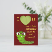 カッコいいおもしろいNerdyかわいいキャタピラーバレンタインデー シーズンポストカード (スタンド正面)