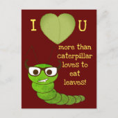 カッコいいおもしろいNerdyかわいいキャタピラーバレンタインデー シーズンポストカード (正面)