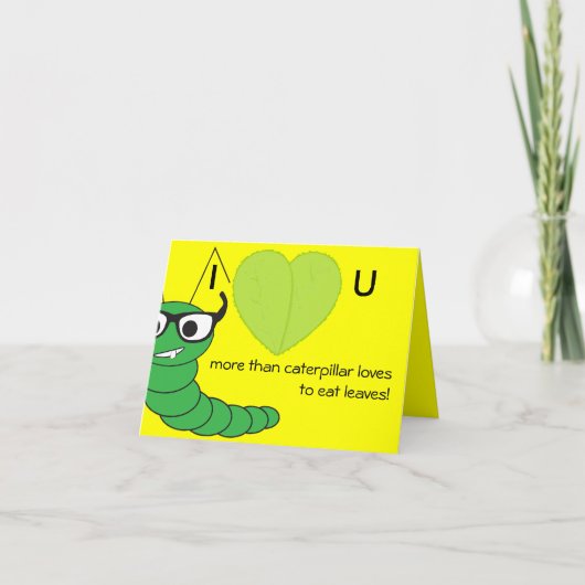 カッコいいおもしろいNerdy Caterpillar Valentine's Day シーズンカード (正面)