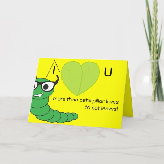 カッコいいおもしろいNerdy Caterpillar Valentine's Day シーズンカード (正面)