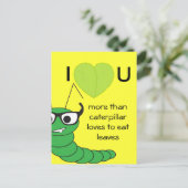 カッコいいおもしろいNerdy Caterpillar Valentine's Day シーズンポストカード (スタンド正面)