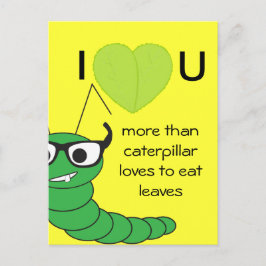 カッコいいおもしろいNerdy Caterpillar Valentine's Day シーズンポストカード