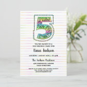 カッコいいお洒落おもしろい5th誕生日パーティーへの招待 招待状 (スタンド正面)