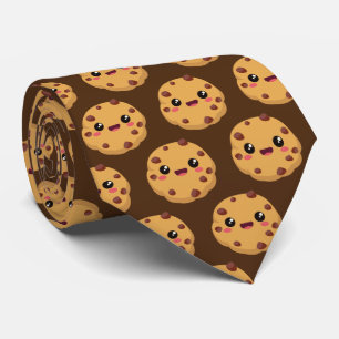 カッコいいかわいいチョコレートチップクッキーのタイル模様 ネクタイ