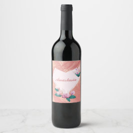 カッコいいすごいピンクのハート ワインラベル