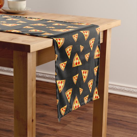 カッコいいとおもしろいのピザのスライスのパターン ショートテーブルランナー (インサイチュ)