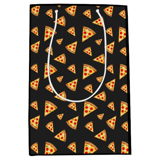 カッコいいとおもしろいのピザのスライスのパターン ミディアムペーパーバッグ (正面)