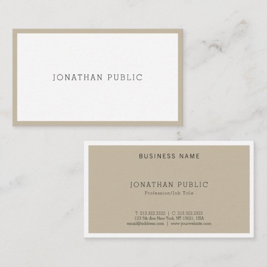 カッコいいのお洒落なデザインのモダンでミニマルでエレガントな上 名刺 (正面/裏面)