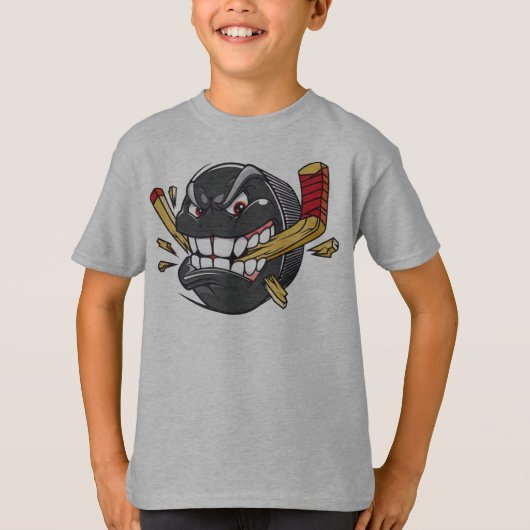 カッコいいのパーソナライズな怒っているホッケーのジャージーのワイシャツ Tシャツ (正面)