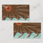 カッコいいの波の熱帯夏の日曜日ブラウンのストライプのビーチ 名刺 (正面/裏面)