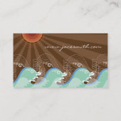 カッコいいの波の熱帯夏の日曜日ブラウンのストライプのビーチ 名刺 (裏面)